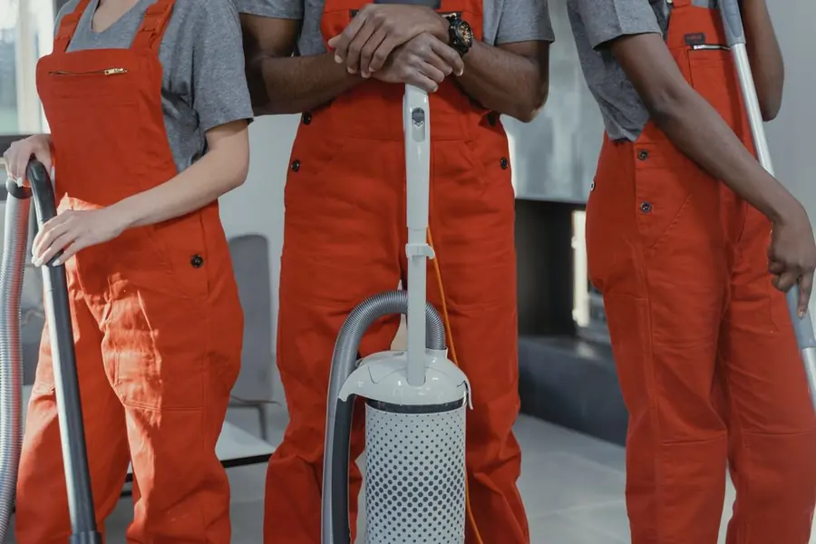 Cleaning team in uniform ready for a commercial job