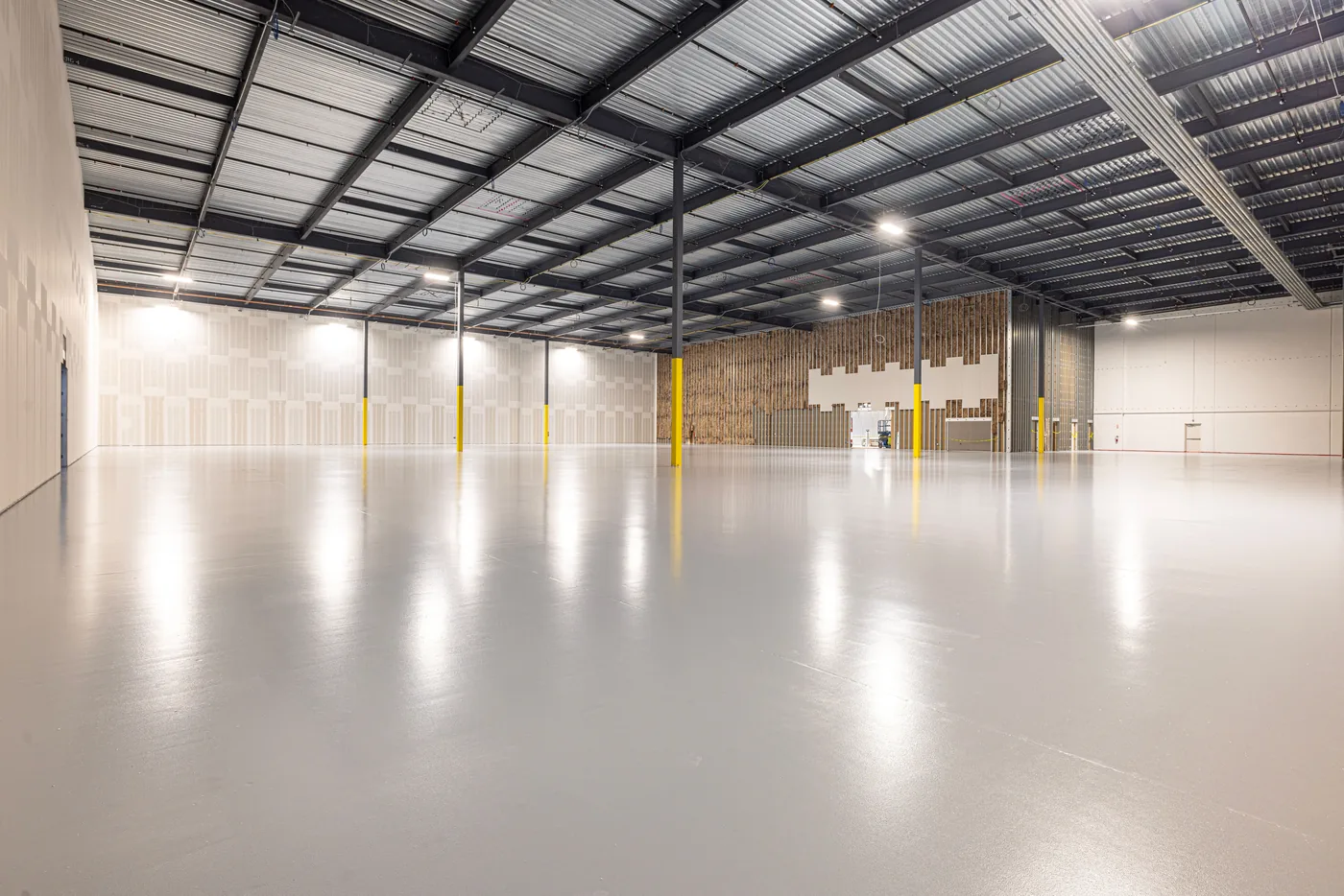 Spacious, freshly cleaned industrial warehouse floor